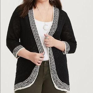 Torrid Black white zigzag pattern soft cardigan 4